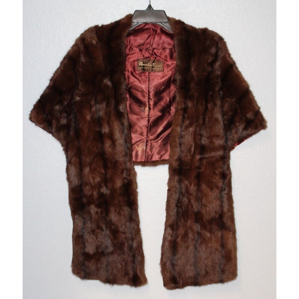 Vintage Annis Furs New York Detroit Womens Genuine Mink Fur Shawl Wrap One Size